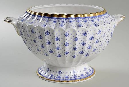 Fleur de Lys Blue (Bone, Gold Trim) Tureen No Lid
