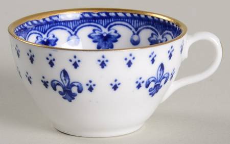 Fleur de Lys Blue (Bone, Gold Trim) Miniature Cup Only