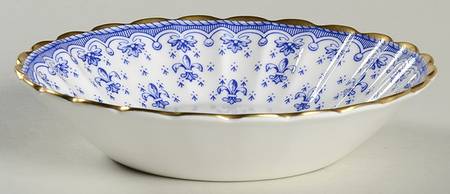 Fleur de Lys Blue (Bone, Gold Trim) Fruit/Dessert (Sauce) Bowl