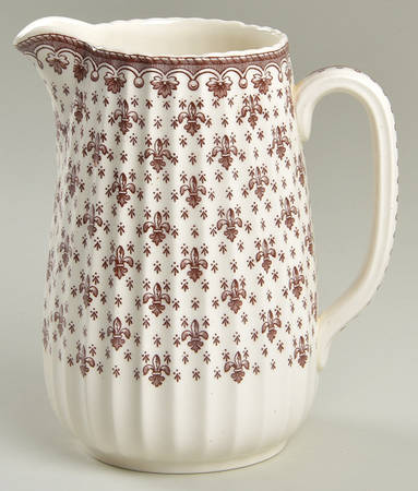 Fleur de Lys Brown (Earthenware, No Trim) 28 Oz Pitcher