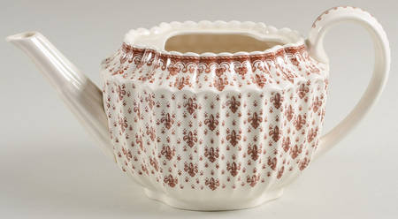 Fleur de Lys Brown (Earthenware, No Trim) Teapot No Lid