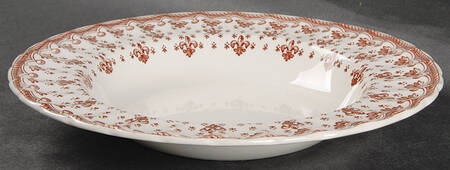 Fleur de Lys Brown (Earthenware, No Trim) Rim Soup Bowl