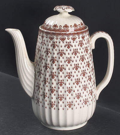 Fleur de Lys Brown (Earthenware, No Trim) Coffee Pot & Lid