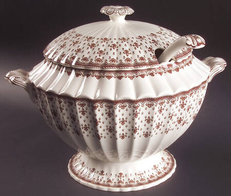 Fleur de Lys Brown (Earthenware, No Trim) Tureen & Lid w/Ladle