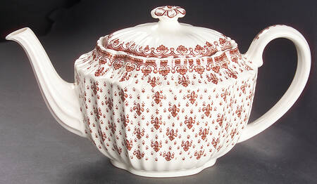 Fleur de Lys Brown (Earthenware, No Trim) Teapot & Lid