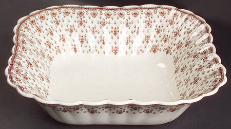 Fleur de Lys Brown (Earthenware, No Trim) 9" Square Vegetable Bowl