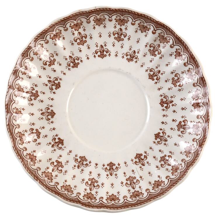 Fleur de Lys Brown (Earthenware, No Trim) Saucer for Flat Cup