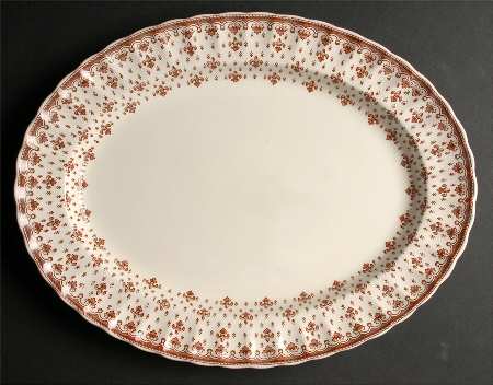 Fleur de Lys Brown (Earthenware, No Trim) 14" Oval Serving Platter