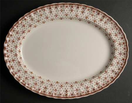 Fleur de Lys Brown (Earthenware, No Trim) 16" Oval Serving Platter