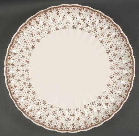 Fleur de Lys Brown (Earthenware, No Trim) 15" Round Torte Plate