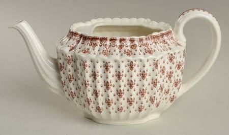 Fleur de Lys Brown (Earthenware, No Trim) Teapot No Lid