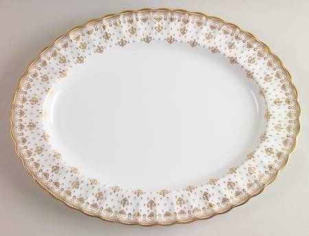 Fleur de Lys Gold (Bone, Gold Trim) 14" Oval Serving Platter