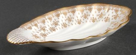 Fleur de Lys Gold (Bone, Gold Trim) Pickle Dish