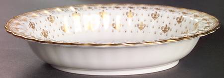 Fleur de Lys Gold (Bone, Gold Trim) 9" Oval Vegetable Bowl