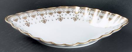 Fleur de Lys Gold (Bone, Gold Trim) Olive Dish