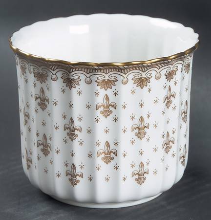 Fleur de Lys Gold (Bone, Gold Trim) Small Cachepot