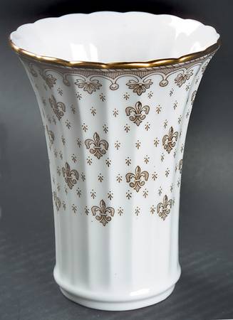 Fleur de Lys Gold (Bone, Gold Trim) 4" Vase