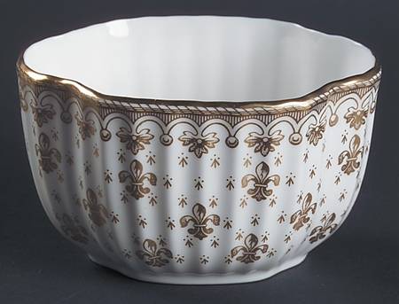 Fleur de Lys Gold (Bone, Gold Trim) Sugar Bowl No Lid