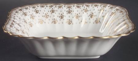 Fleur de Lys Gold (Bone, Gold Trim) 9" Square Vegetable Bowl