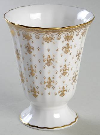 Fleur de Lys Gold (Bone, Gold Trim) Small Vase