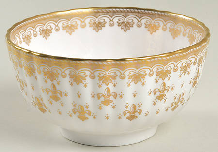 Fleur de Lys Gold (Bone, Gold Trim) Open Sugar Bowl