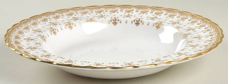 Fleur de Lys Gold (Bone, Gold Trim) Large Rim Soup Bowl