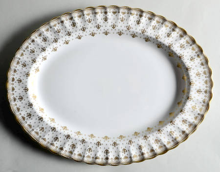 Fleur de Lys Gold (Bone, Gold Trim) 16" Oval Serving Platter
