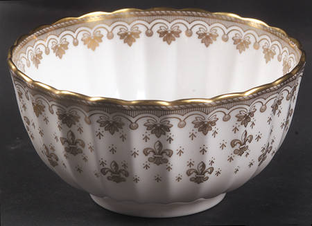 Fleur de Lys Gold (Bone, Gold Trim) Cranberry Bowl