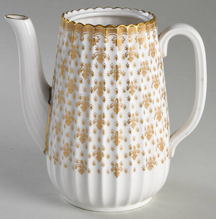 Fleur de Lys Gold (Bone, Gold Trim) Mini Coffee Pot No Lid