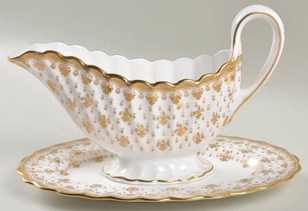Fleur de Lys Gold (Bone, Gold Trim) Gravy Boat & Underplate