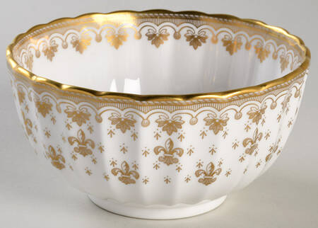Fleur de Lys Gold (Bone, Gold Trim) Cranberry Bowl