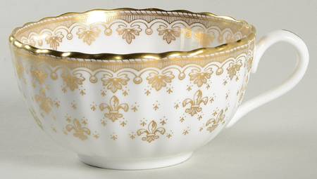 Fleur de Lys Gold (Bone, Gold Trim) Flat Cup