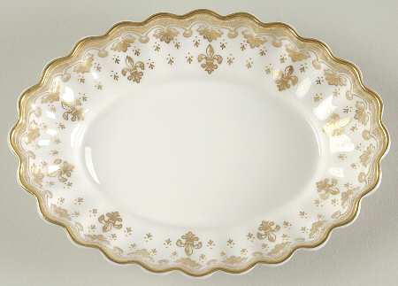 Fleur de Lys Gold (Bone, Gold Trim) Silver Tray