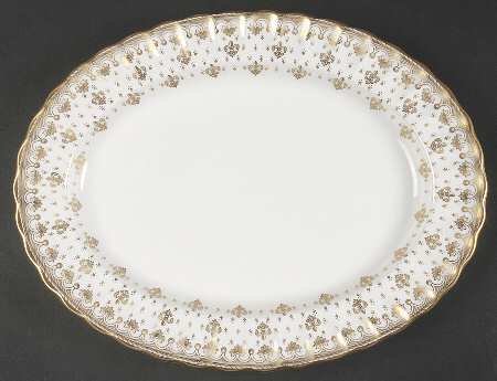 Fleur de Lys Gold (Bone, Gold Trim) 12" Oval Serving Platter