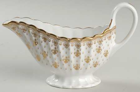 Fleur de Lys Gold (Bone, Gold Trim) Gravy Boat