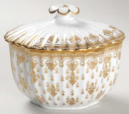 Fleur de Lys Gold (Bone, Gold Trim) Sugar Bowl & Lid