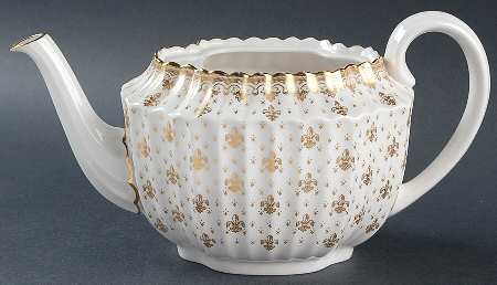 Fleur de Lys Gold (Bone, Gold Trim) Teapot No Lid