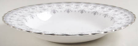 Fleur de Lys Grey (Bone, Platinum Trim) Large Rim Soup Bowl