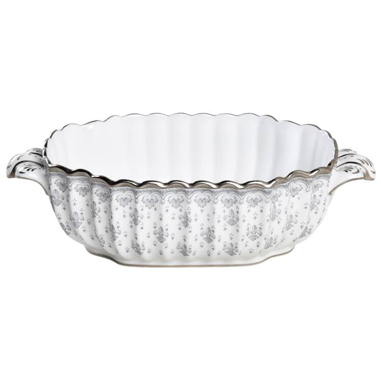 Fleur de Lys Grey (Bone, Platinum Trim) Sauce Boat No LId