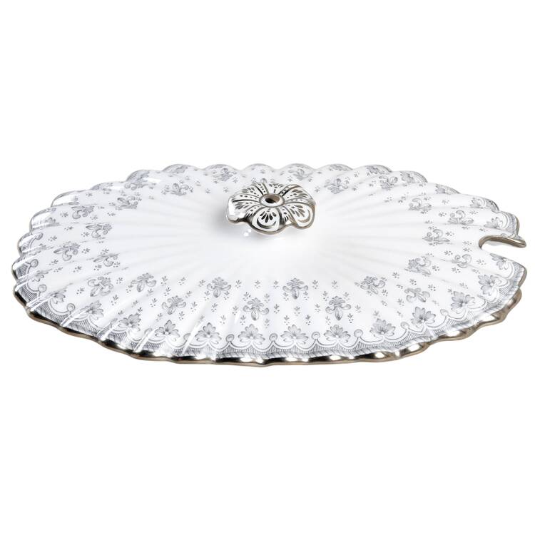 Fleur de Lys Grey (Bone, Platinum Trim) Lid for Sauce Boat