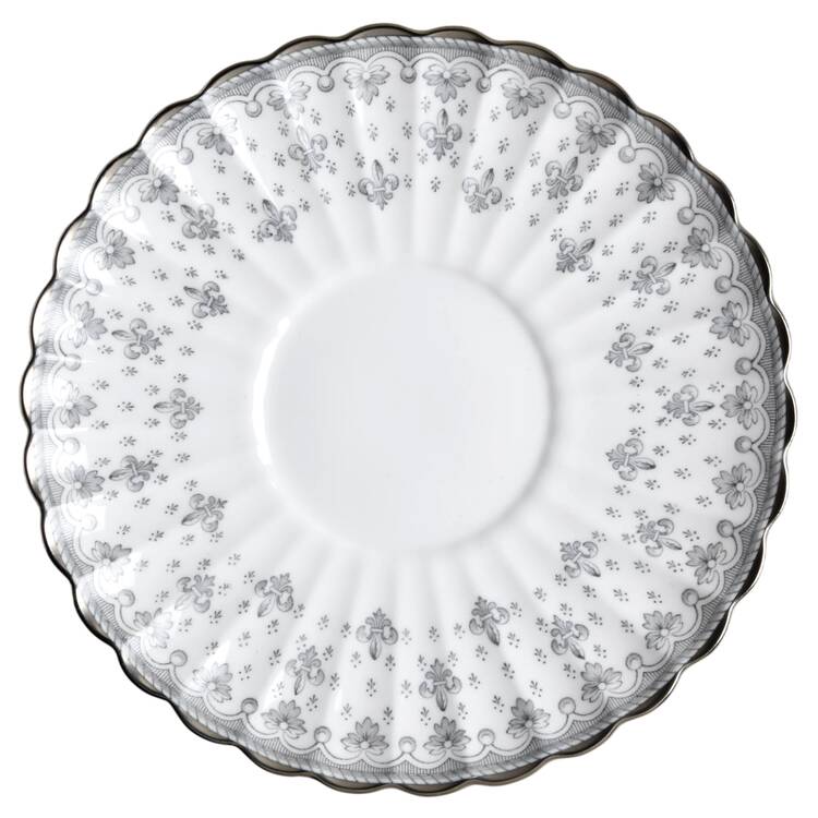 Fleur de Lys Grey (Bone, Platinum Trim) Saucer for Cream Soup Bowl