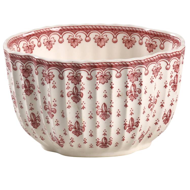 Fleur de Lys Red (Earthenware, No Trim) Sugar Bowl No Lid