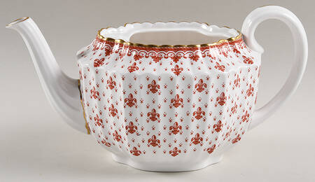 Fleur de Lys Red (Bone, Gold Trim) Teapot No Lid