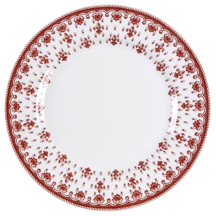 Fleur de Lys Red (Bone, Gold Trim) Salad Plate