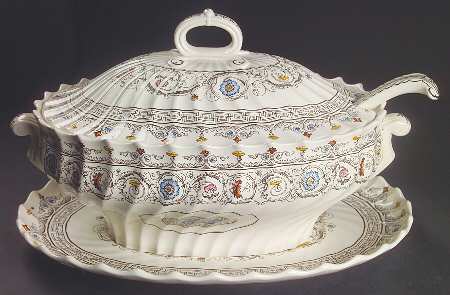 Florence Oval Tureen & Lid w/Ladle & Underplate