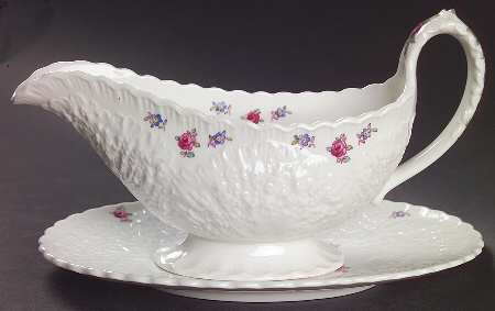 Forget Me Not (Bone China) Gravy Boat & Underplate