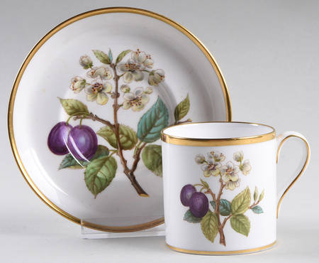 Fruit and Blossom Footed Demitasse Cup & Saucer Set