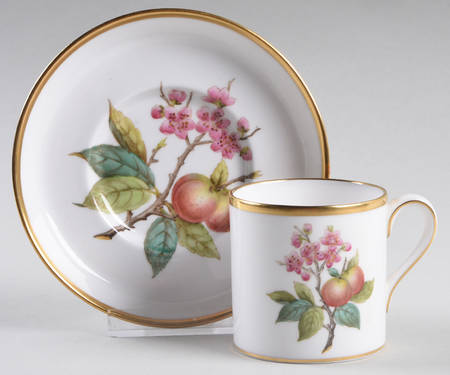 Fruit and Blossom Footed Demitasse Cup & Saucer Set