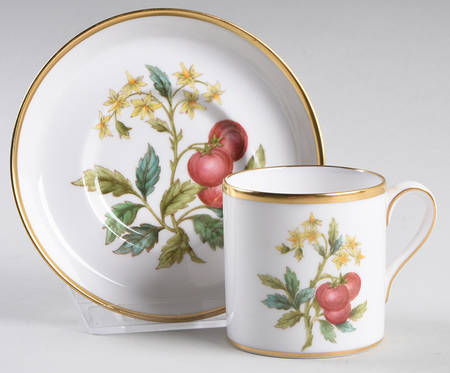 Fruit and Blossom Footed Demitasse Cup & Saucer Set