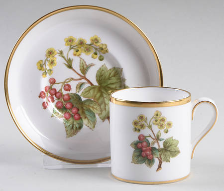 Fruit and Blossom Footed Demitasse Cup & Saucer Set